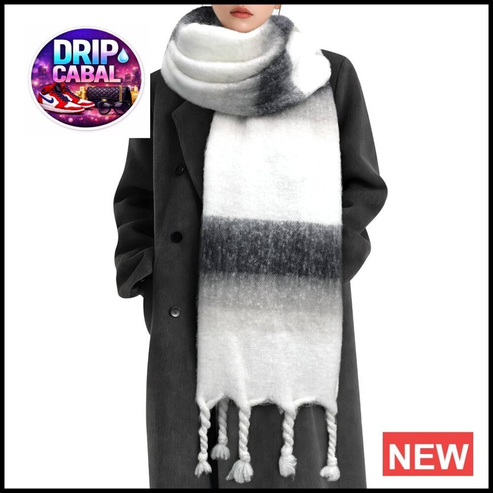 Oversized Chunky Winter Scarf Plaid Vintage Style Cashmere Feel Cozy Wrap